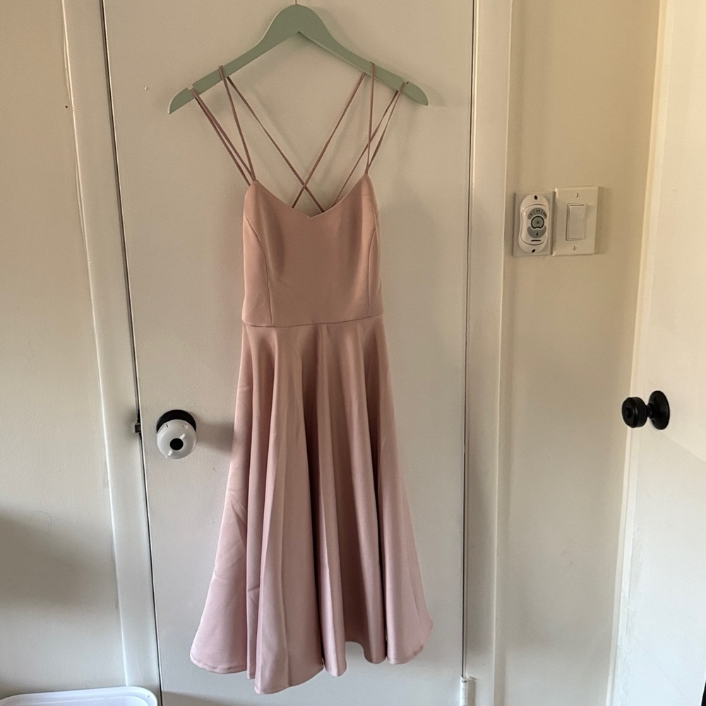 💕 NWT Lulus Neverending Story Blush Pink Midi Dress Size 4
